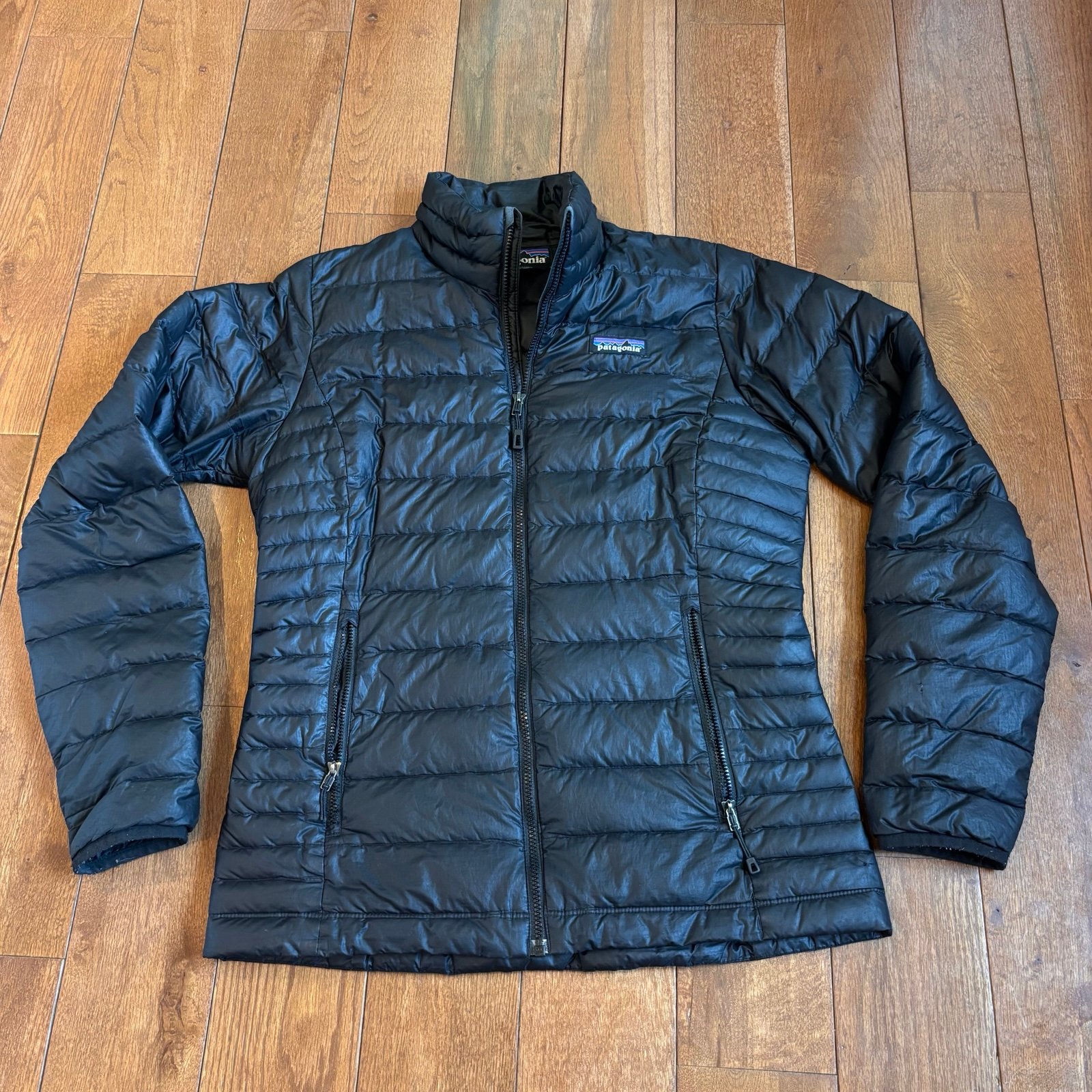 Womens Patagonia Goose Down Puffer Jacket Full Zip Black 84683 Quilted XS - FLAW