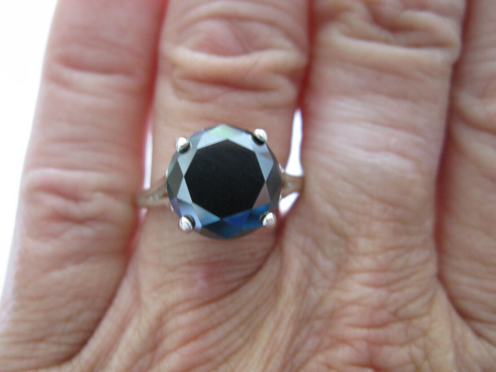 4.08ct NATURAL REAL BLACK DIAMOND RING,FREE DIAMOND TESTER, CERTIFICATE, SIZE 8