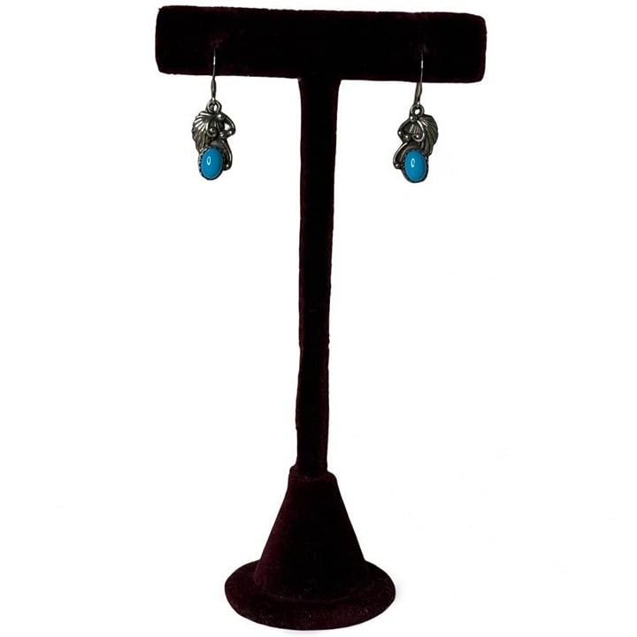Vintage Navajo Richard Begay Signed Dangle Turquoise Sterling Earrings