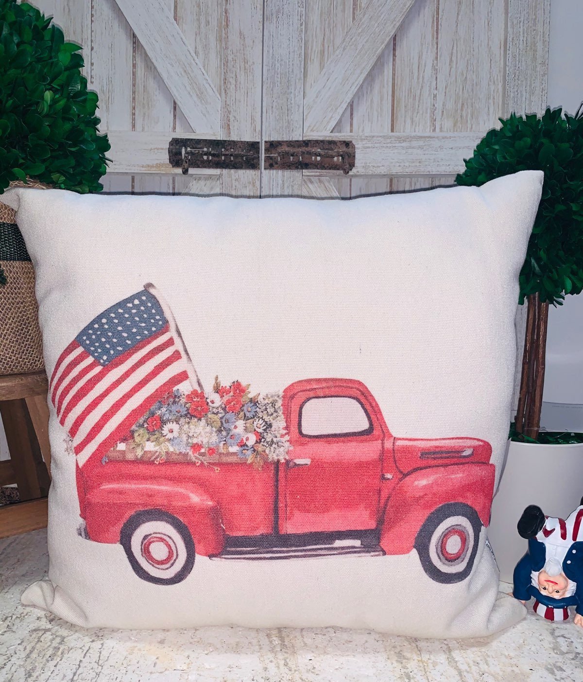 4th of July farmhouse pillow