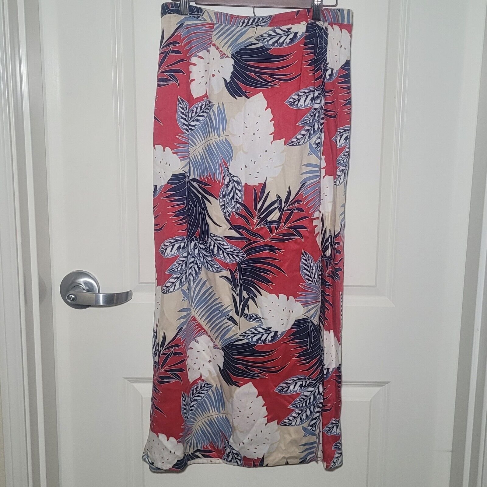 Capacity Patriotic Tropical Flower Floral Maxi Wrap Skirt Vintage 90's Retro