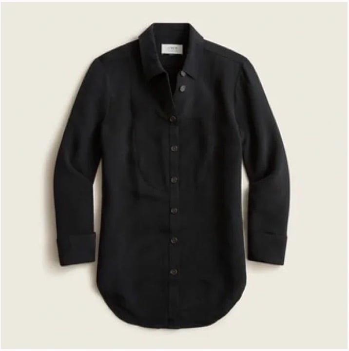 J. Crew Collection Silk Tuxedo Tunic in Black Size 10