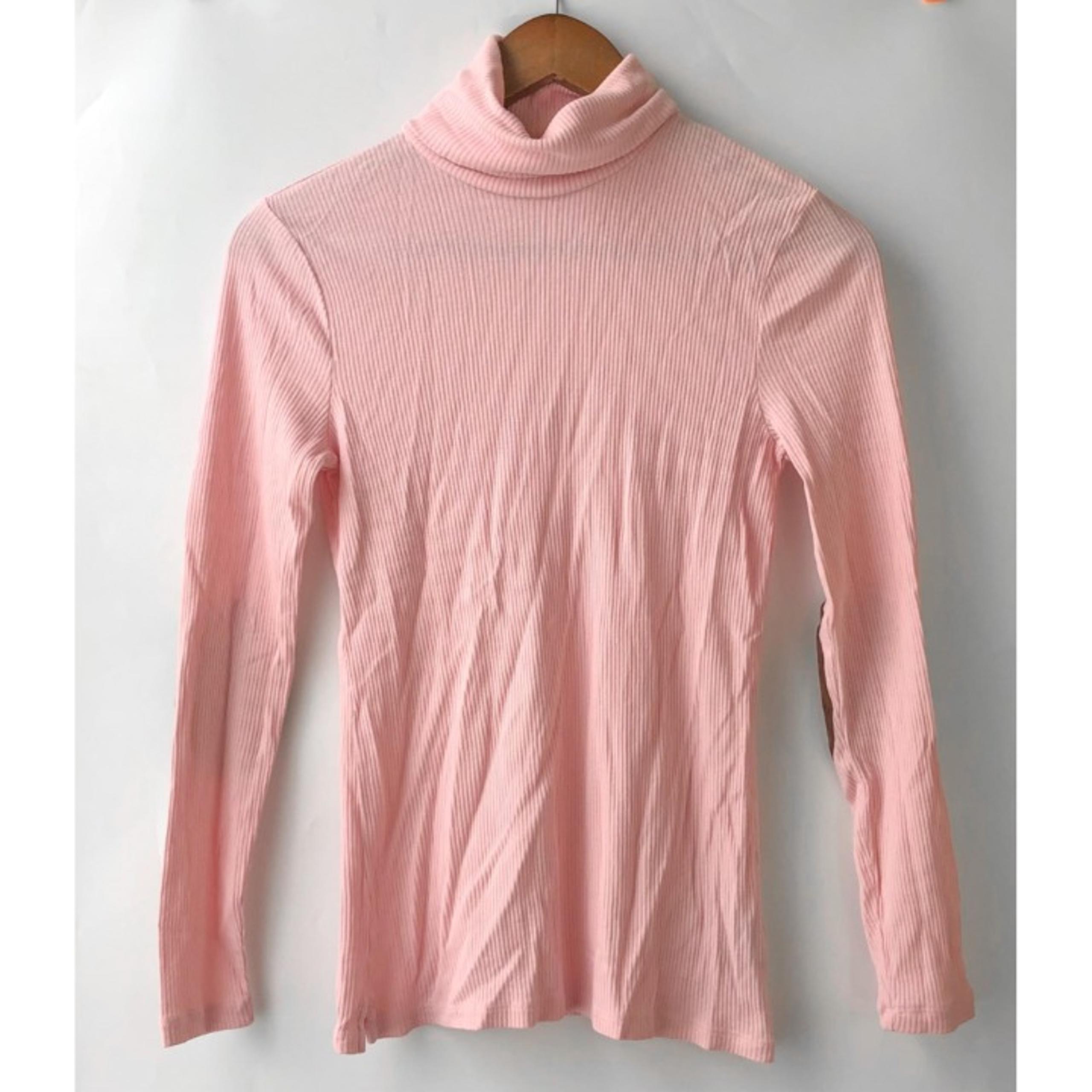 Womens Lauren Ralph Lauren Pink Ribbed Long Sleeve Turtleneck Elbow Patch - Sz S