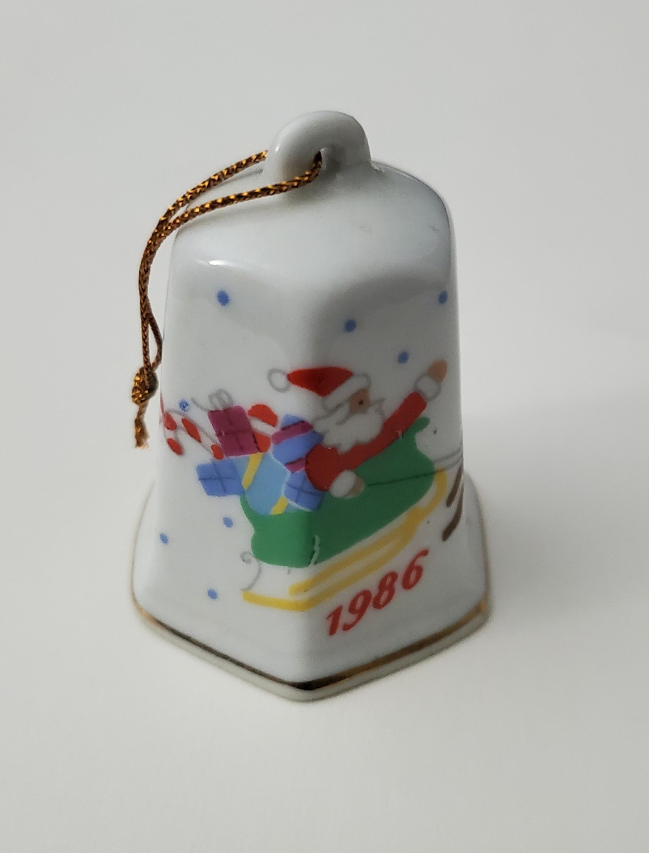 Vintage 1986 Lillian Vernon Porcelain Bell Ornament - Christmas