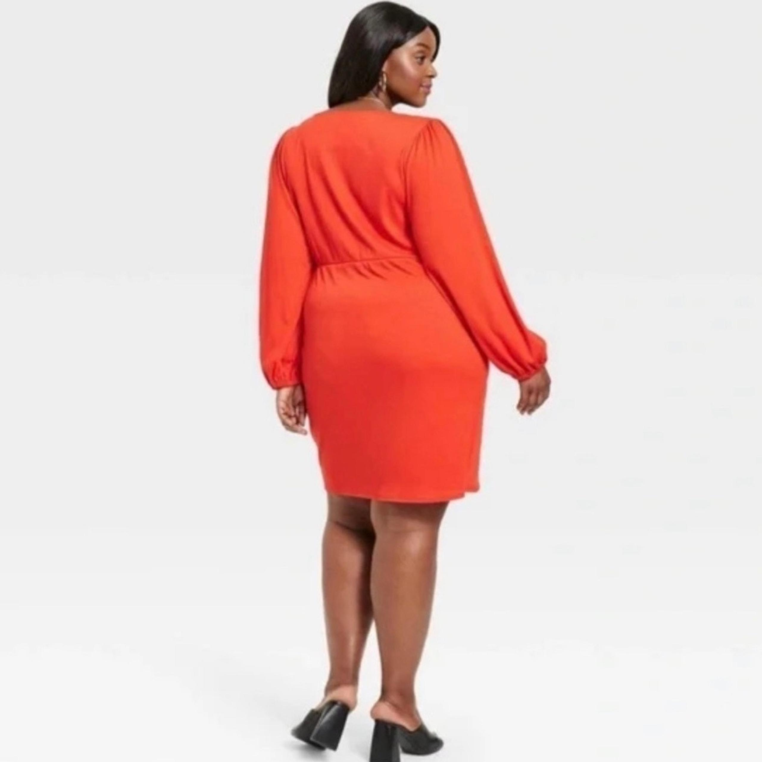 Ava & Viv Plus Size Long Sleeve Wrap Dress Red 2X NWT