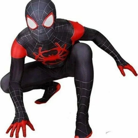 Spider Man Into Spider Verse Cosplay Costume Miles Morales Jumpsuit Halloween