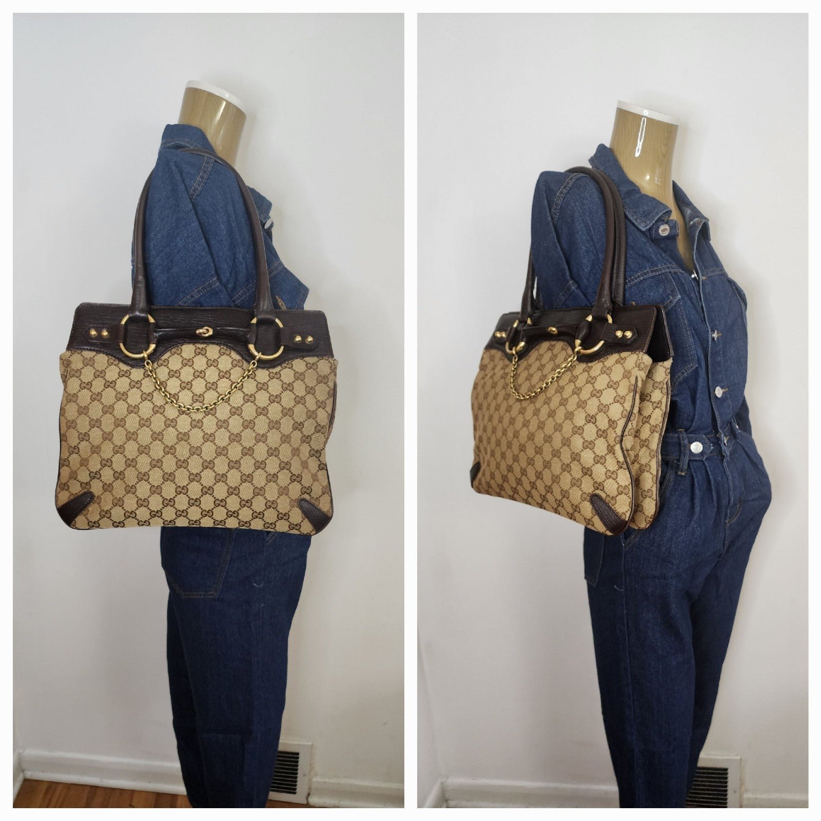 GUCCI GG Canvas Horsebit Tote Bag