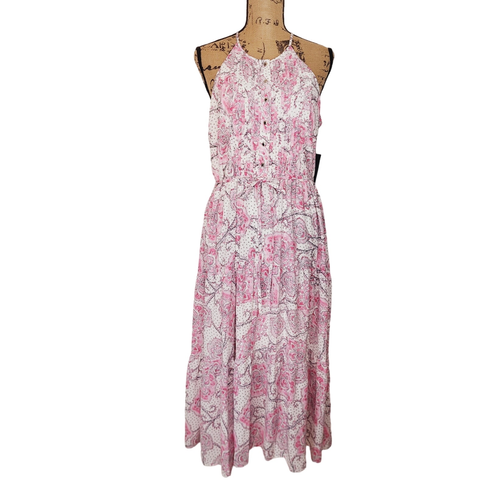 Tommy Hilfiger Sleeveless Halter Neck Tiered Maxi Dress NWT Size 12