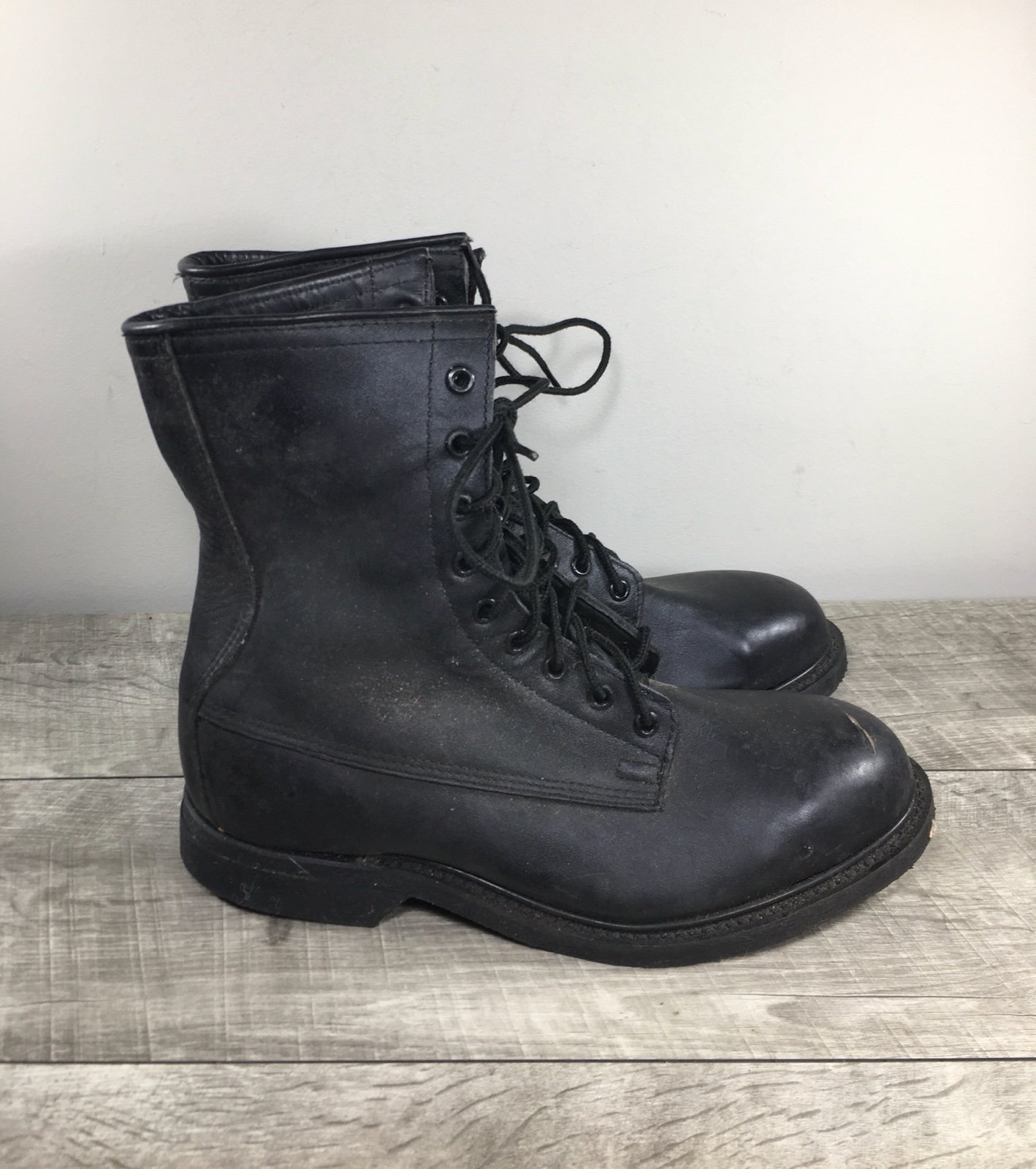 Vtg 90's Mens Combat Work Steel Toe Punk Leather Motorcycle Biker Boots Size 7.5