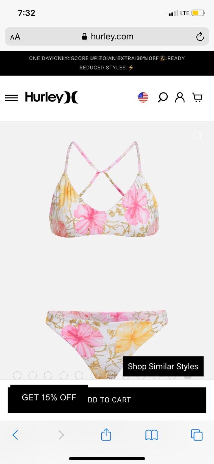 Love Shack Fancy X Hurley - Hibiscus Reversible Adjustable Bikini Top & Bottom