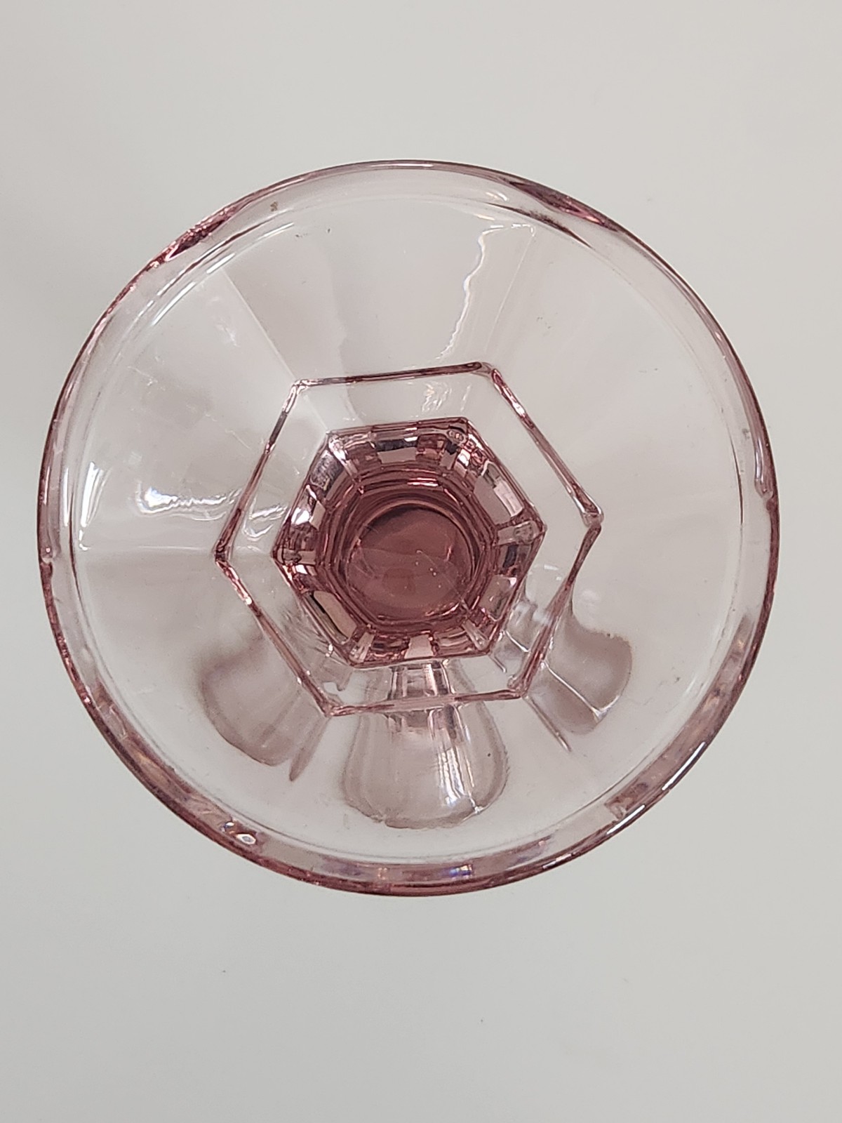 Vintage Libbey Amethyst Glass Candleholder Pair - detail