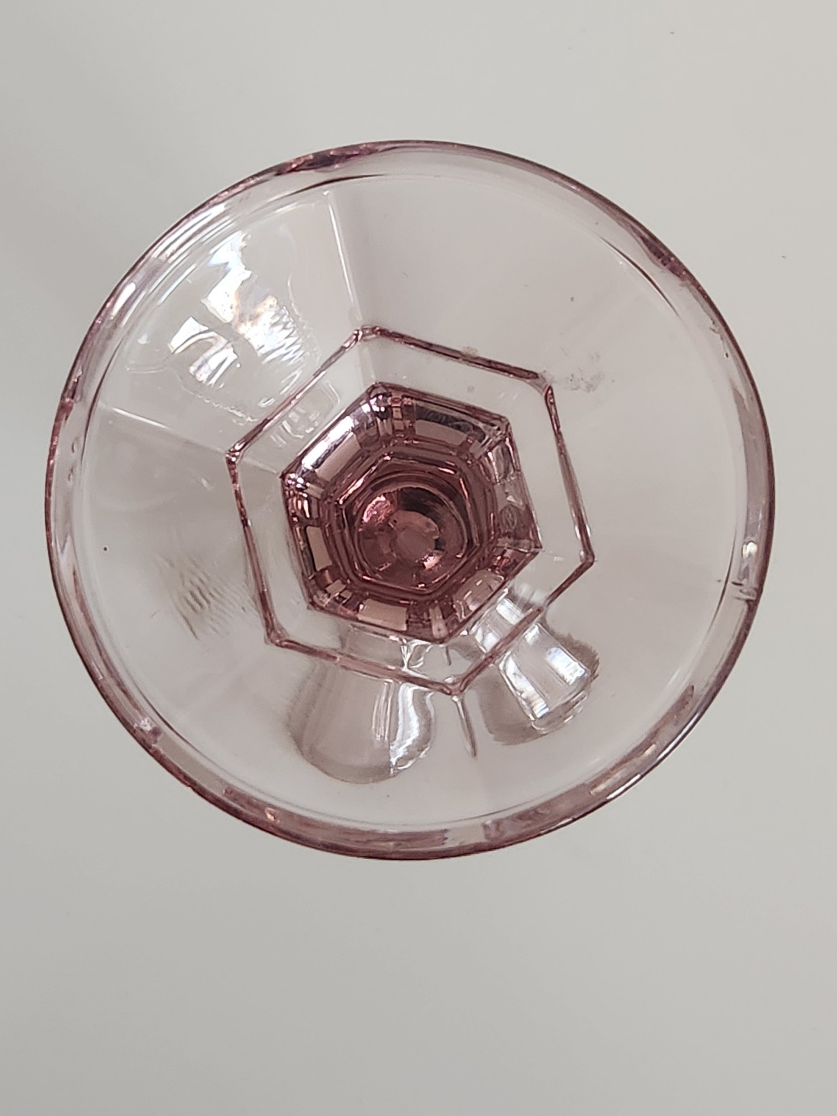 Vintage Libbey Amethyst Glass Candleholder Pair - detail