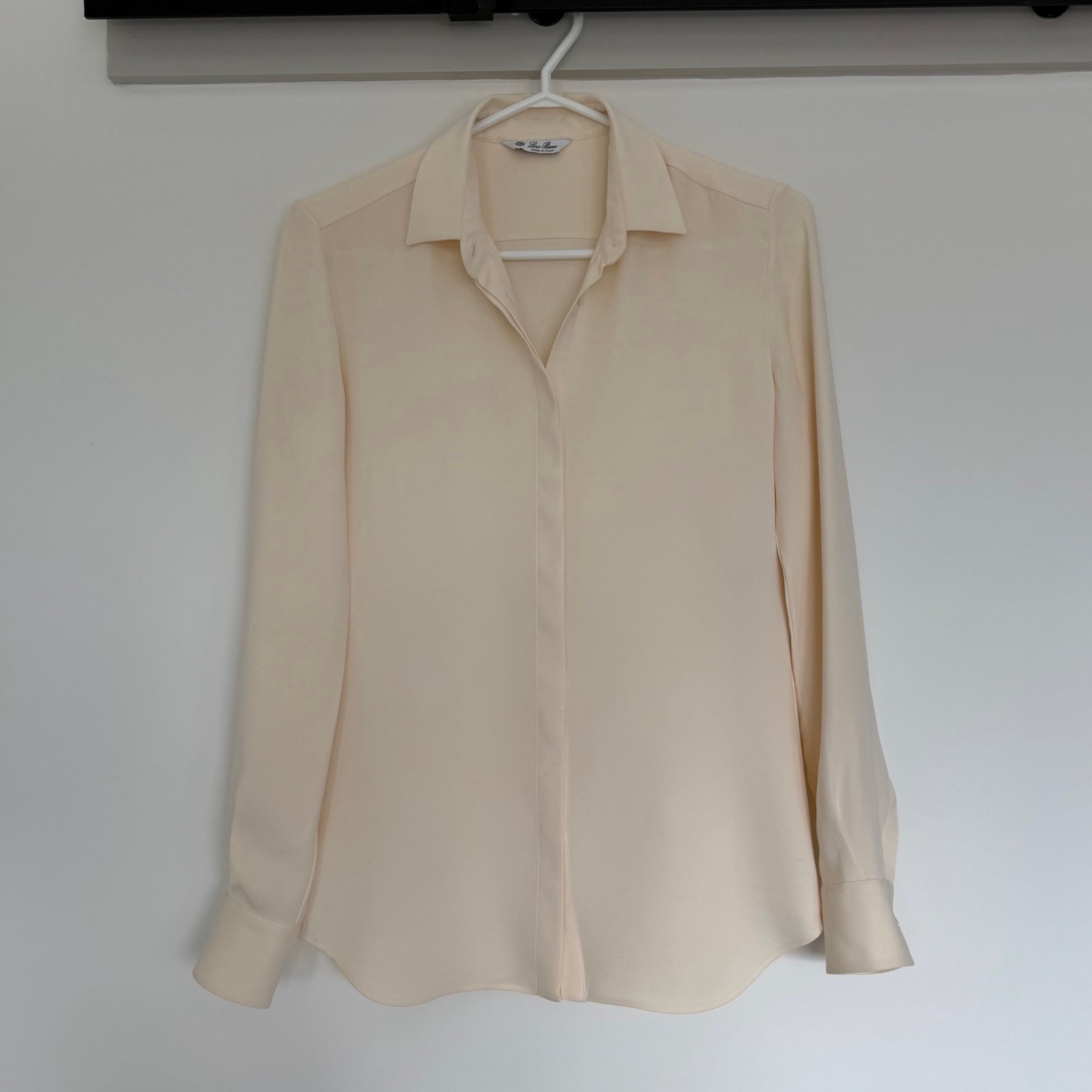 Loro Piana Cream Silk Button Up Blouse