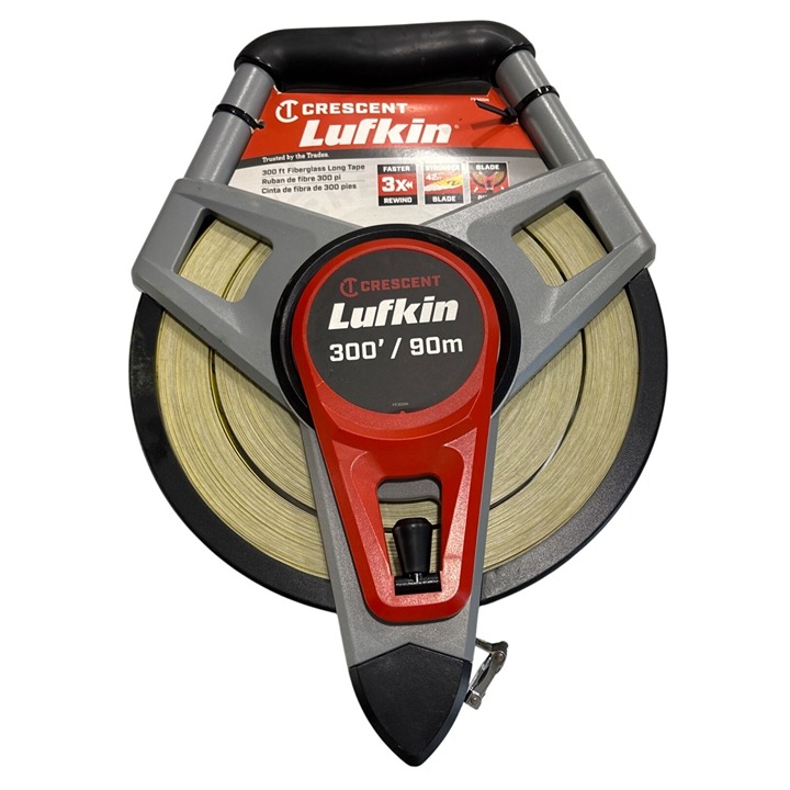 Crescent Lufkin 300 Ft/90m Fiberglass Long Tape 3x Faster Rewind & Blade Guard