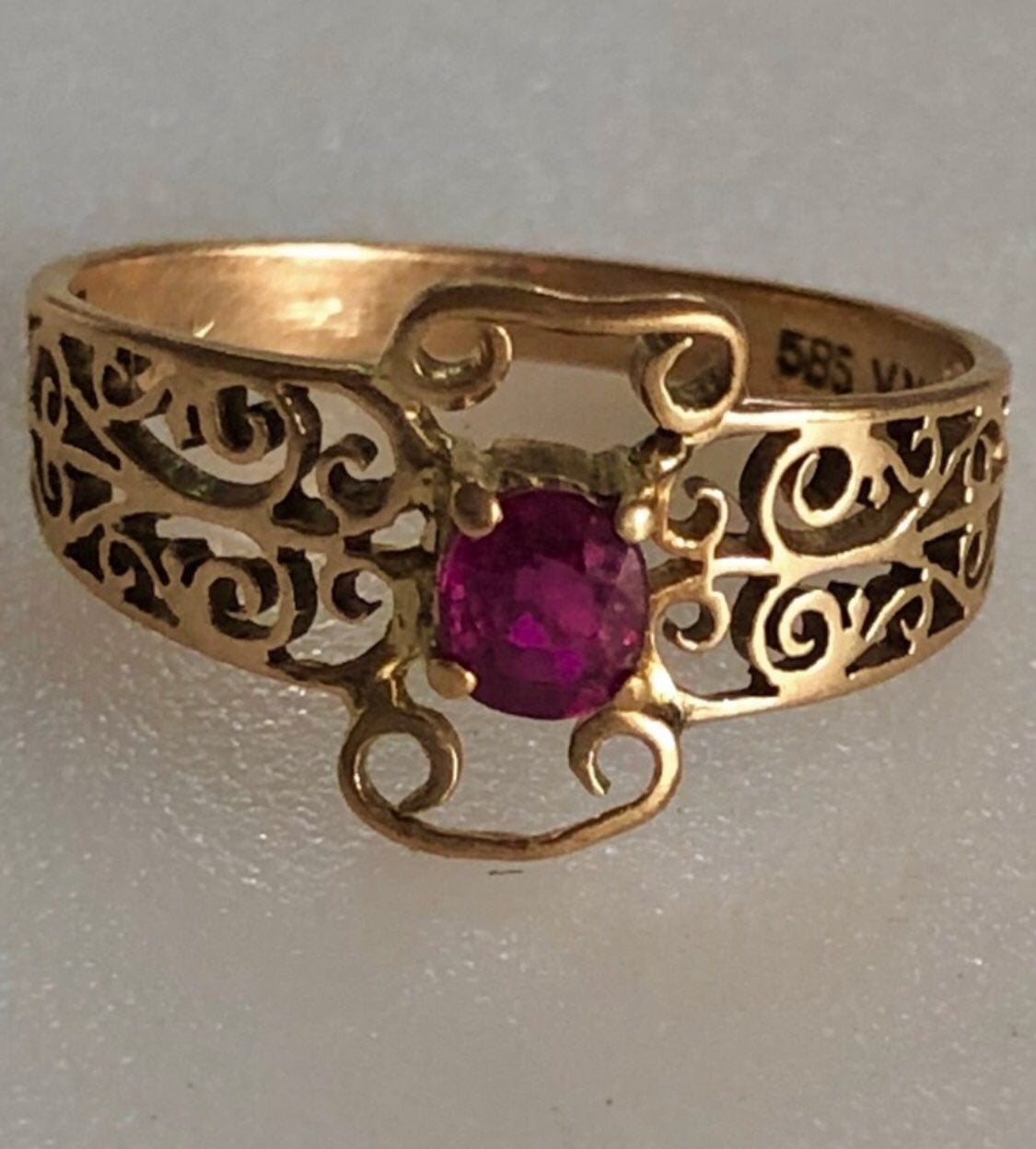 Arts & Craft Era 14k Ruby Ring