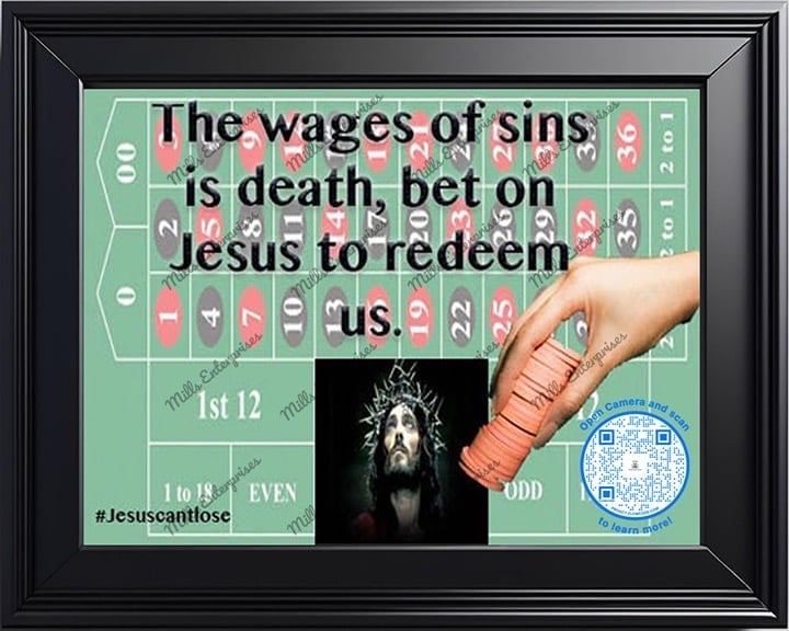 Canvas Art, Bet on Jesus to Save you Casino themed depiction,Jesus can not lose