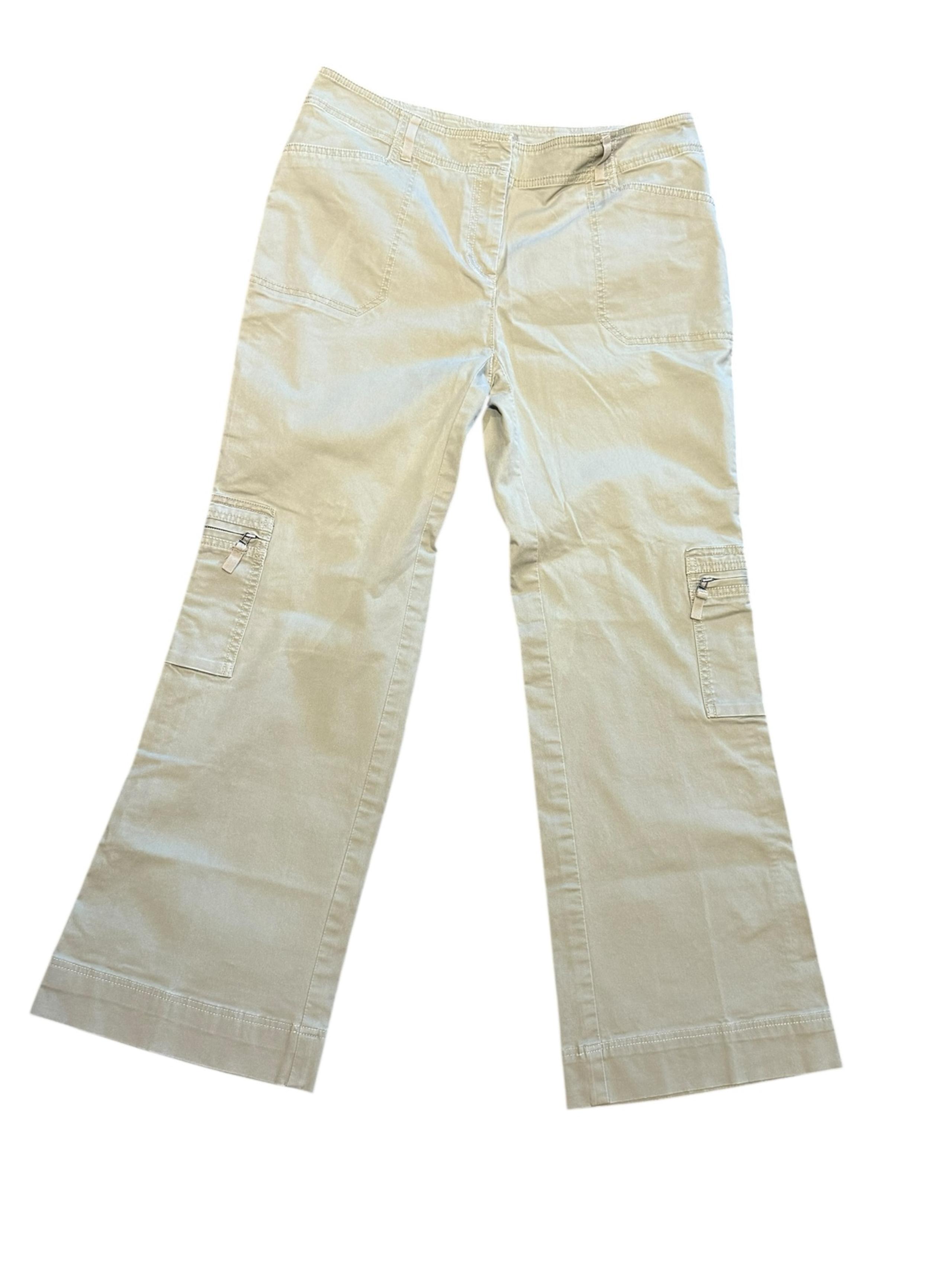 J.Jill Women’s Size 12 Khaki Cargo Pants Cotton Spandex Blend for Comfort