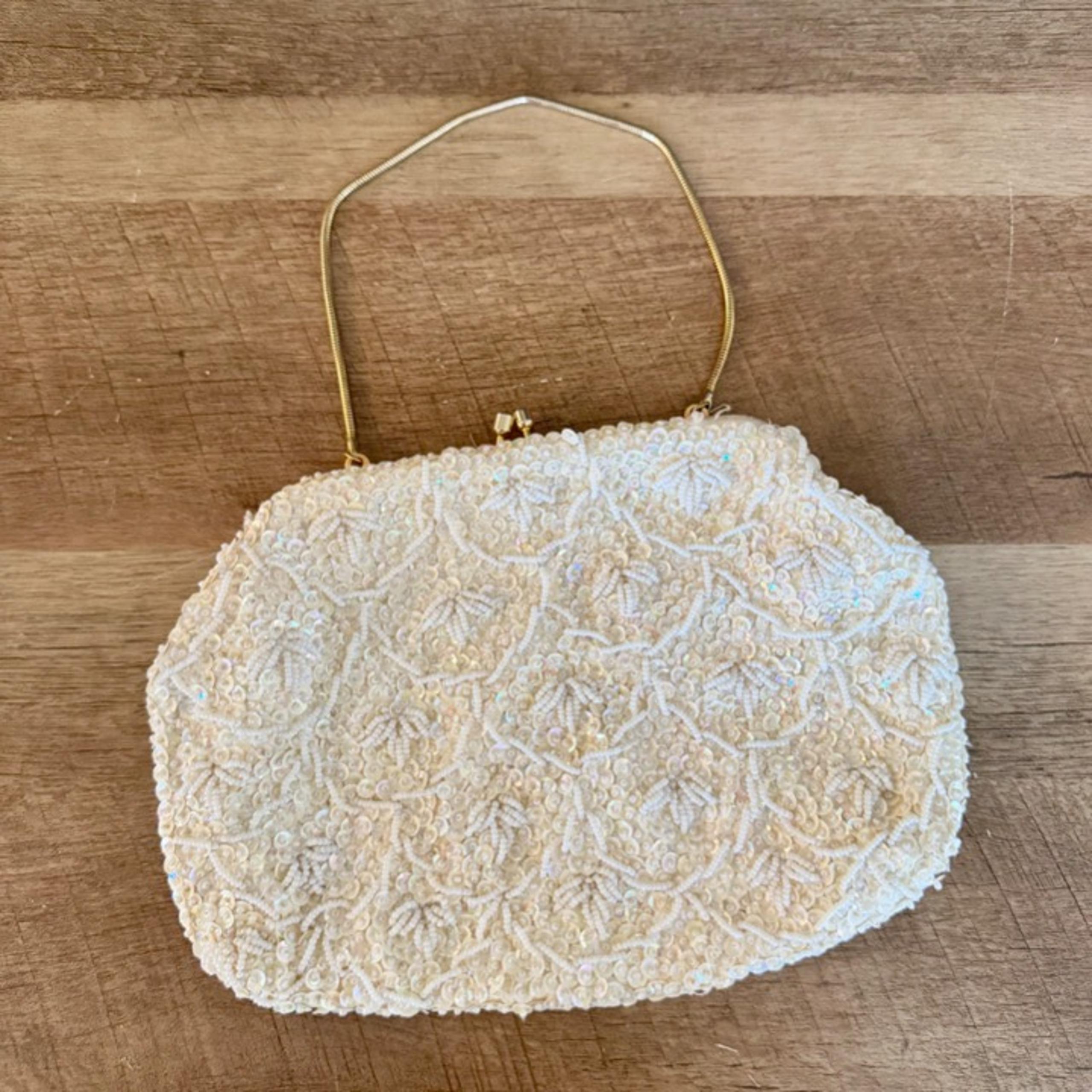 Vintage 50s / 60s beaded purse evening shoulder bag beaded embellished clutch