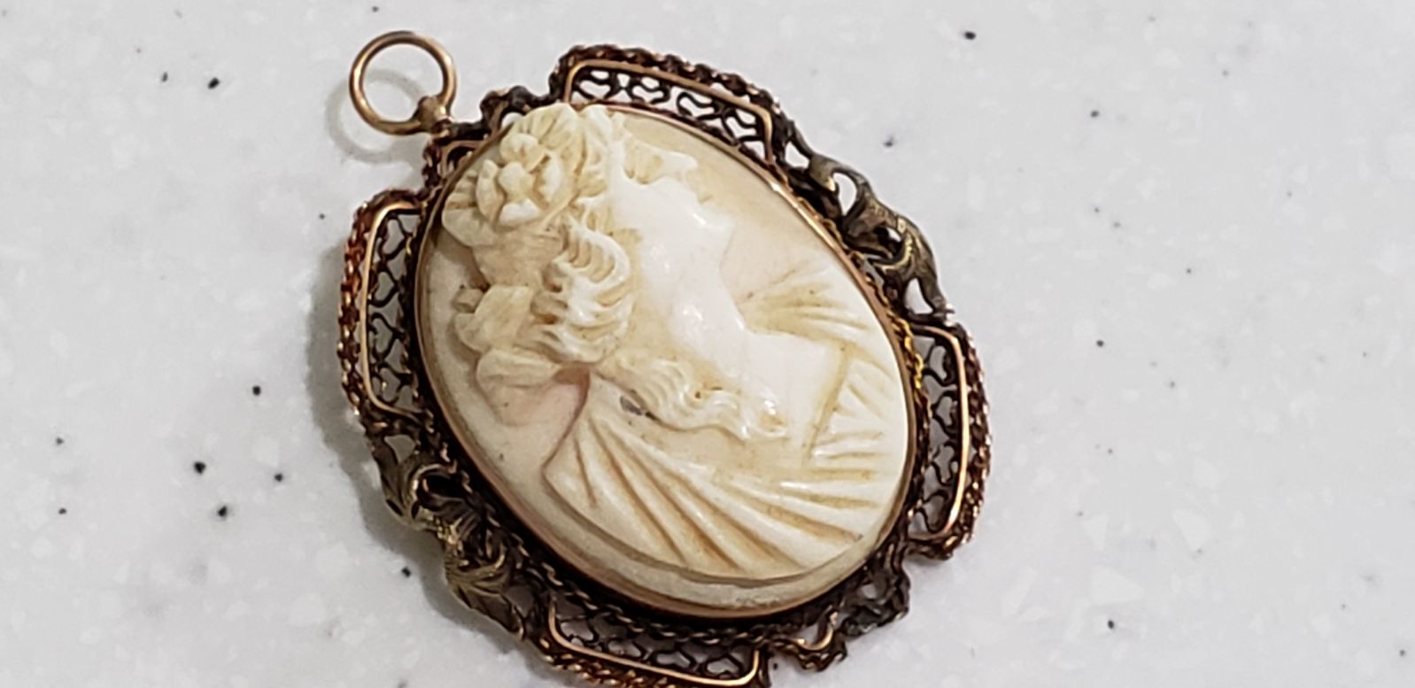 ANTIQUE 10KT ROSE GOLD CORAL CAMEO HIGH