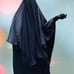 Fatima Screened Overhead Floor Length Satin Khimar with Screen