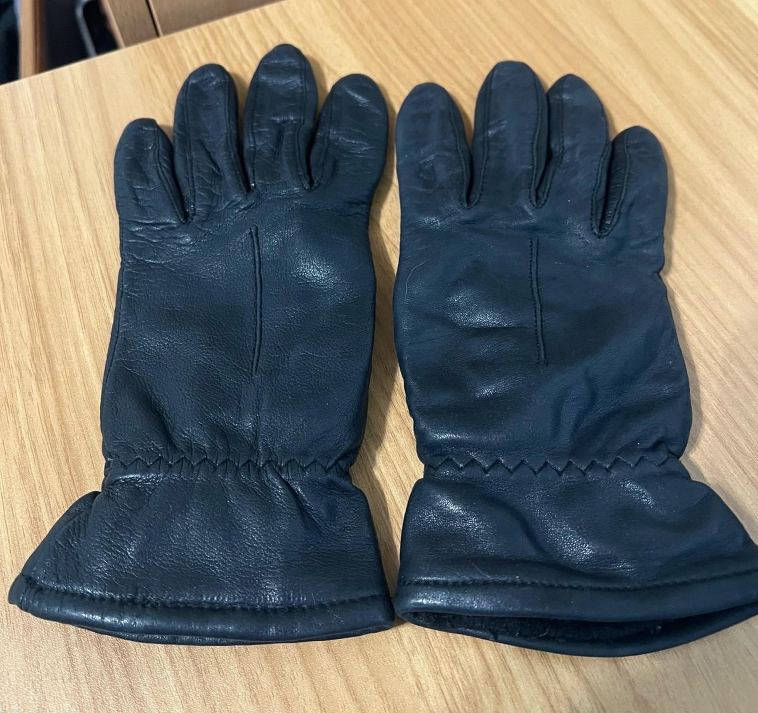 Fownes BLACK Genuine Leather Gloves Women's Lined Sz 7.5