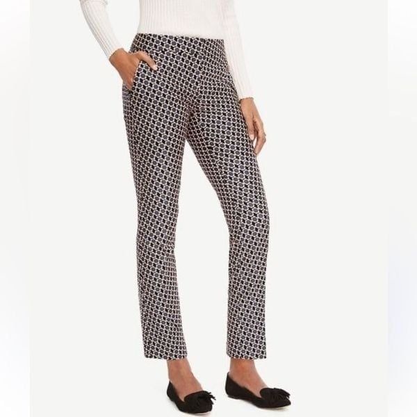 Ann Taylor Devin Fit Women's Cropped Embroidered Floral Dress Pants Sz 14