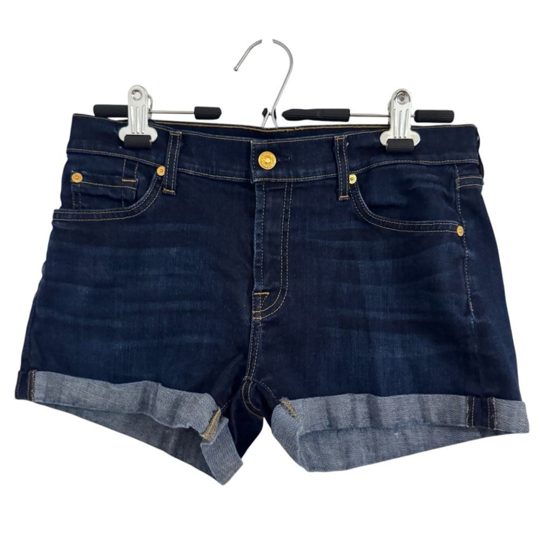 7 For All Mankind Womens Sz 29 Jeans Denim 2.5 Blue Shorts Rolled Cuffs