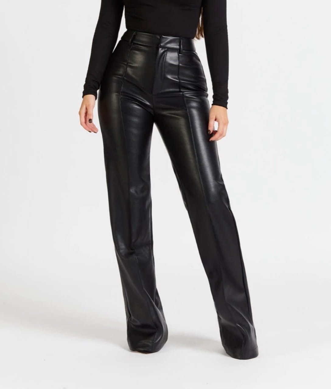 Because of alice leather wide leg pants