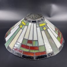 VTG Gorgeous Colorful Geometric Shape Slag Glass Lamp Shade 12 inch Deco Style