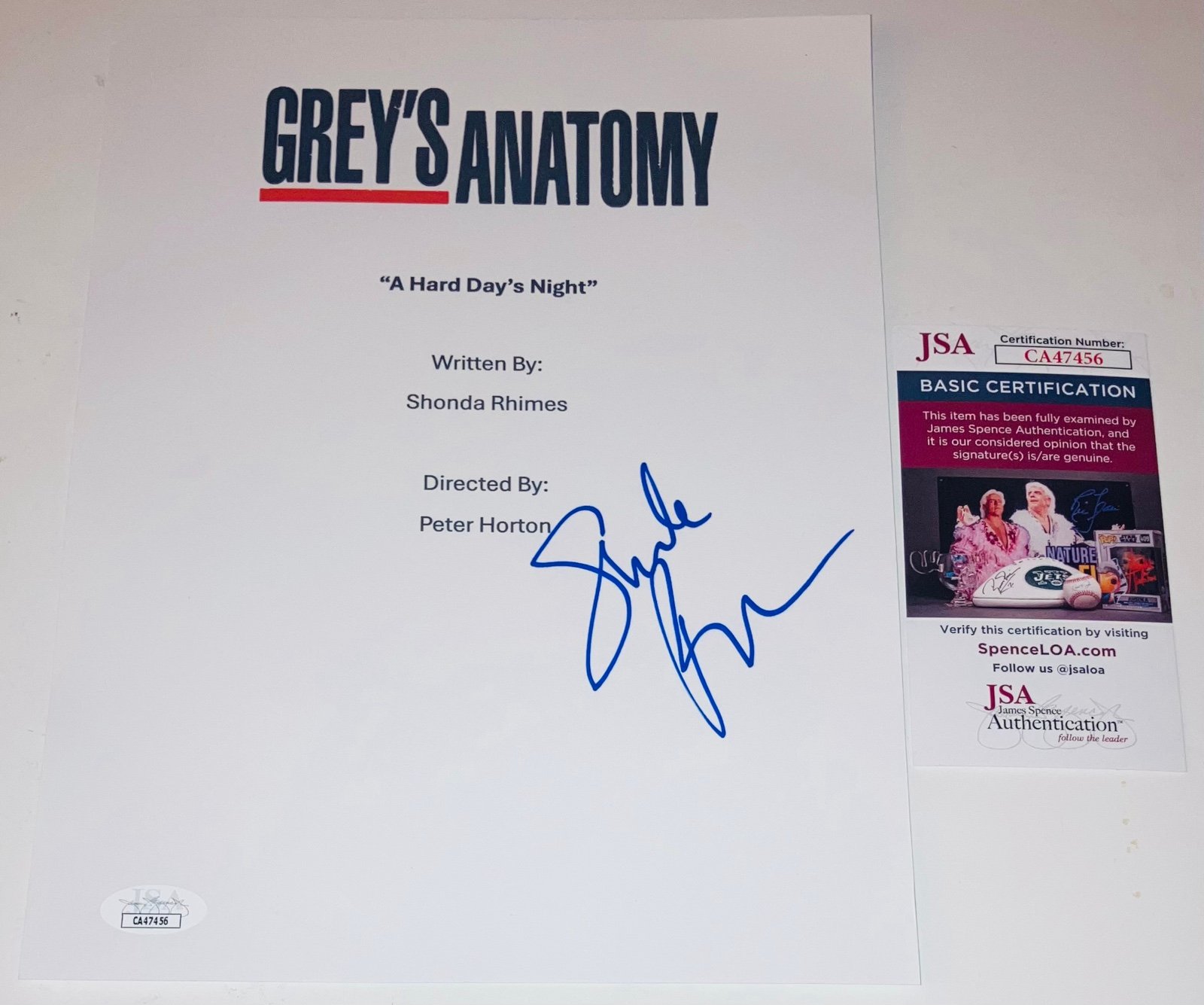 SHONDA RHIMES SIGNED AUTOGRAPHED GREY’S ANATOMY SCRIPT COVER PRODUCER JSA COA!