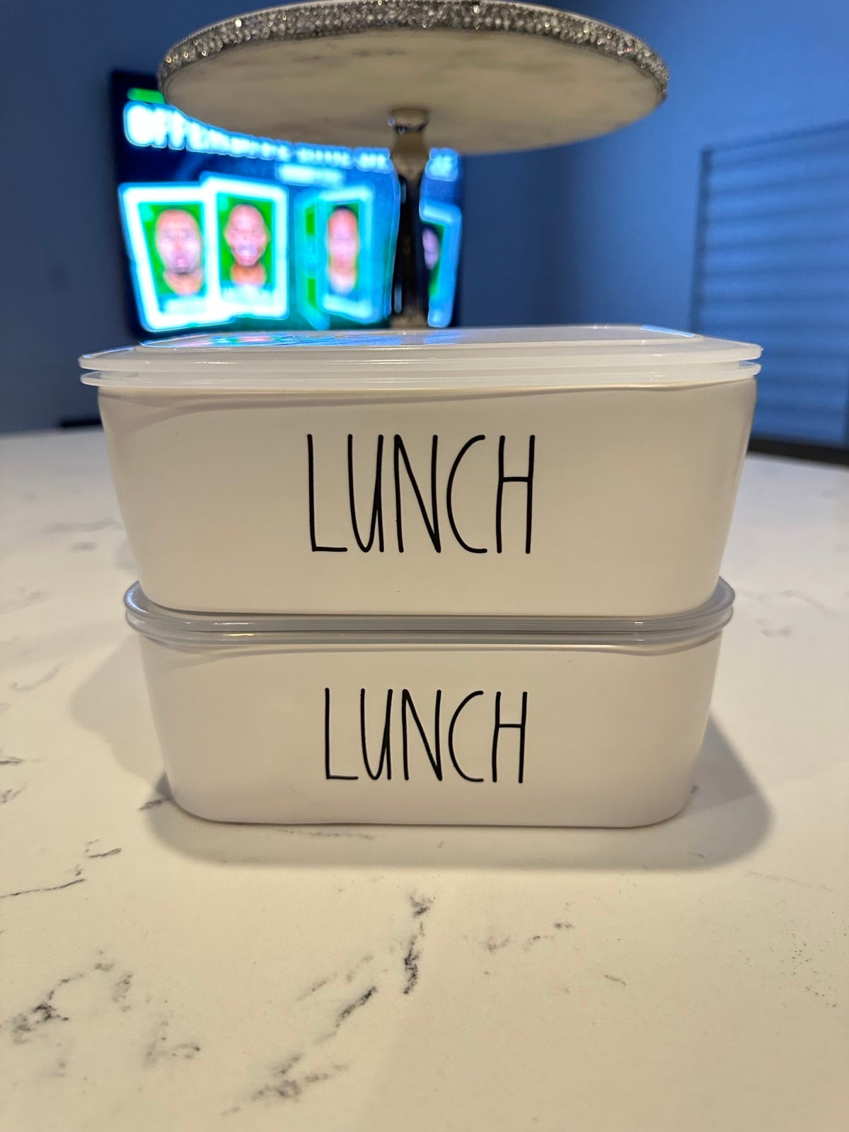 Rae Dunn LUNCH White Ceramic Rectangle Lunch Food Containers (2)