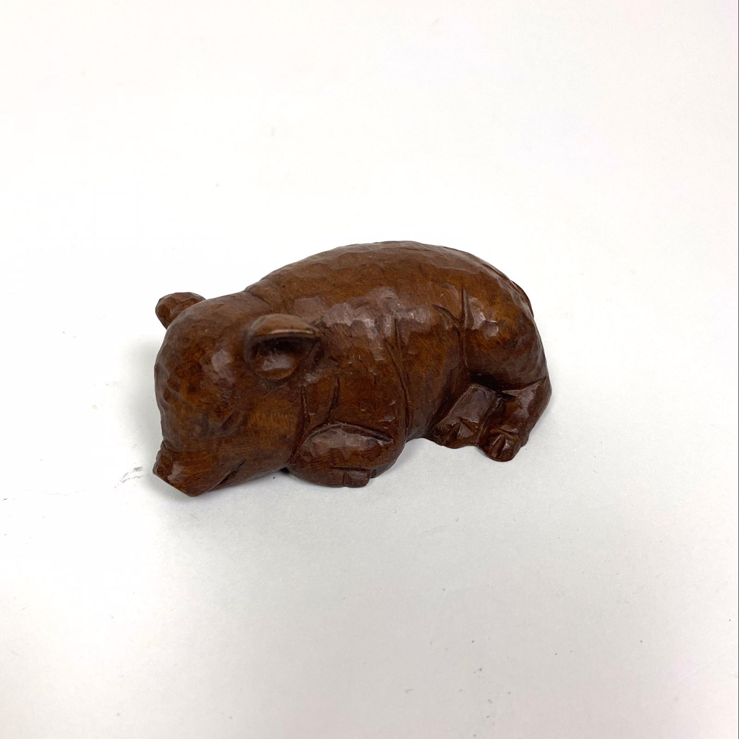 Vintage Baby Pig Carved Figurine