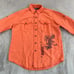 Polo Ralph Lauren Shirt Men Large Orange Linen Silk Dragon Asian Graphics Safari