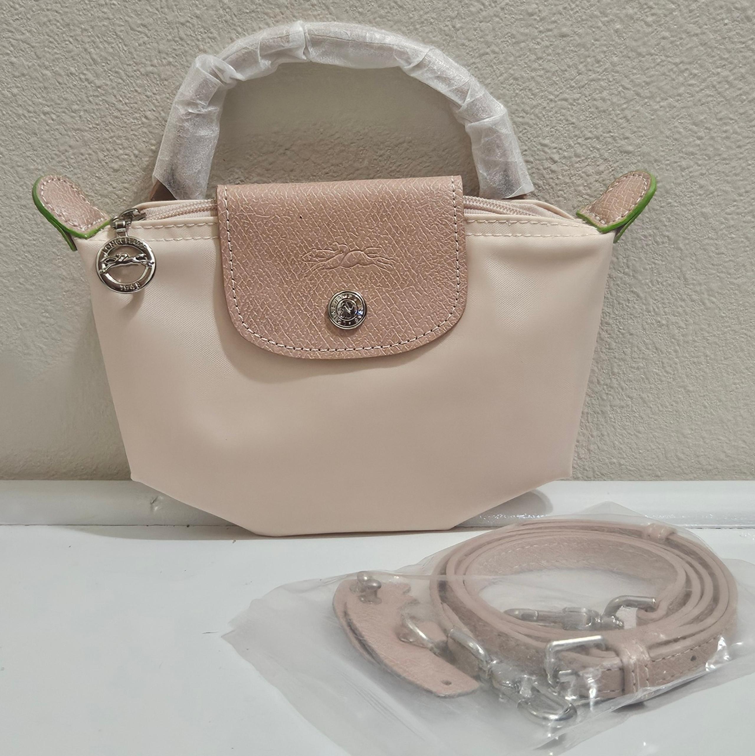 Longchamp mini with top handle and crossbody bag purse nude gift