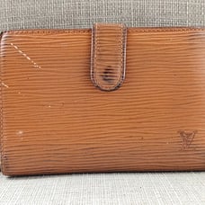 Auth Louis Vuitton Card Holder Yellow Leather Bifold Wallet Purse Made in France
