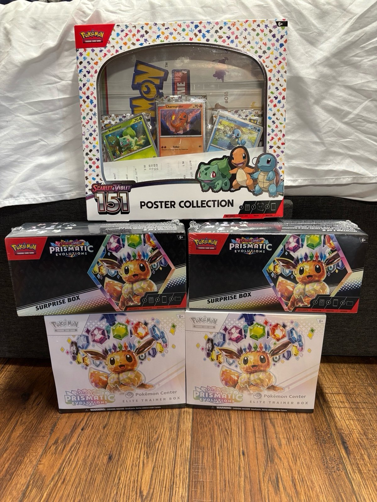 Pokemon Prismatic Evolutions Pokémon Center Etbs Suprise box 151 Poster sealed