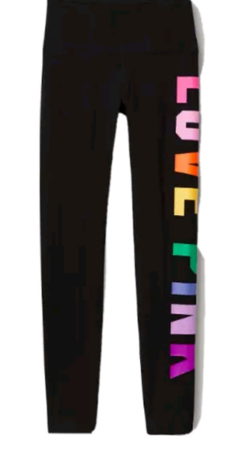 NEW WITH TAGS VICTORIA'S Secret Leggings Womens Cotton High Waist Black Rainbow