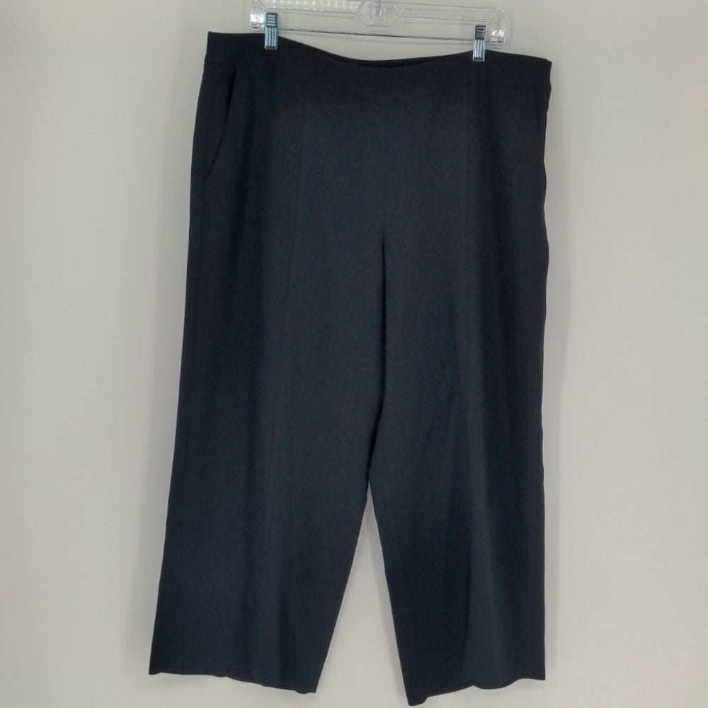 Hobbs London Wide Leg Cropped Pant Size 14 Black Office Career Work Classic