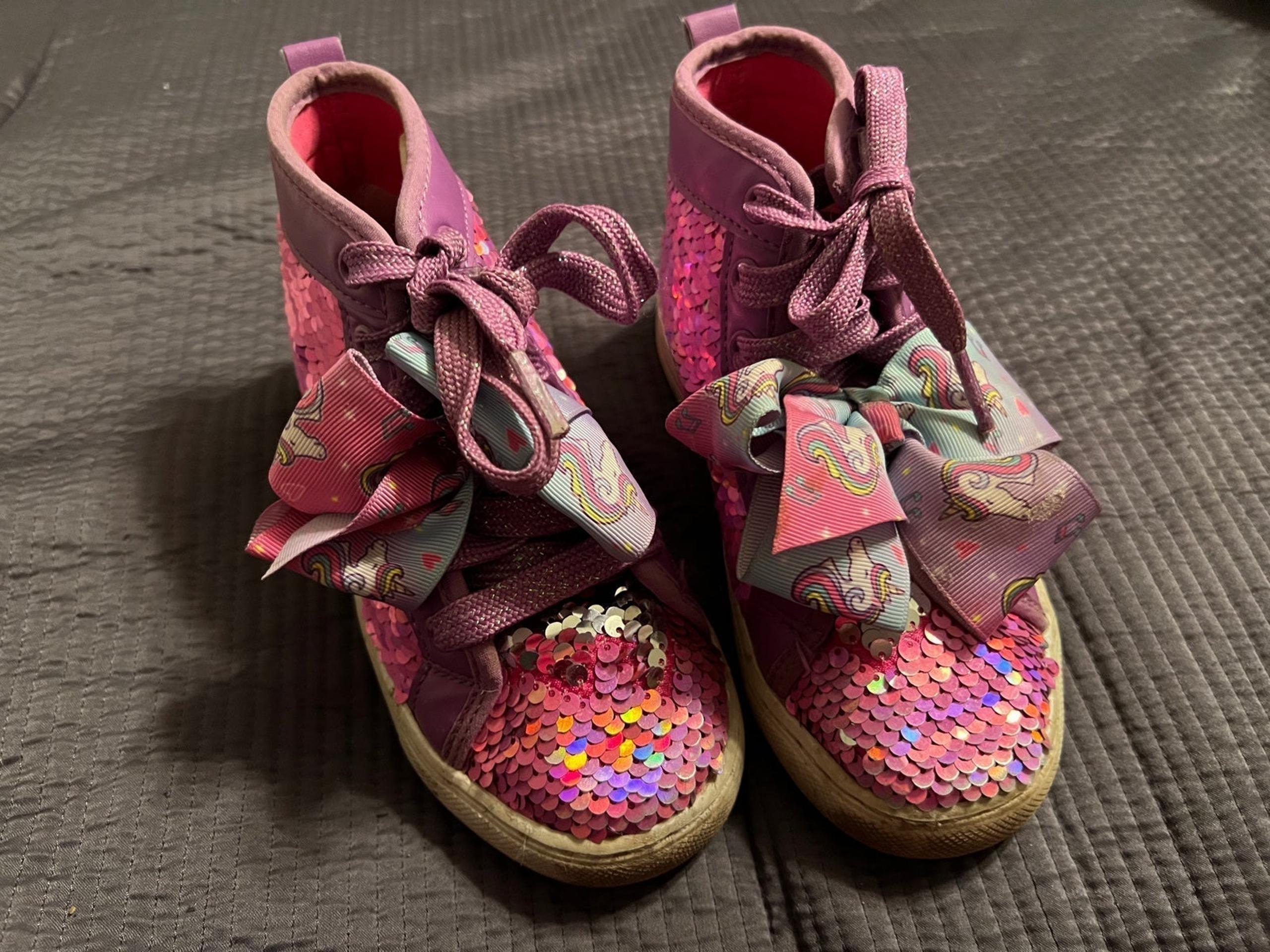 Jojo Siwa Pink Silver Purple flip sequin shoes size 12