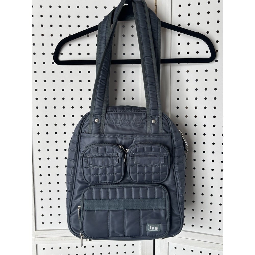 Lug Puddle Jumper Tote Travel Overnight Carry-on Bag Blue / Gray Quilted