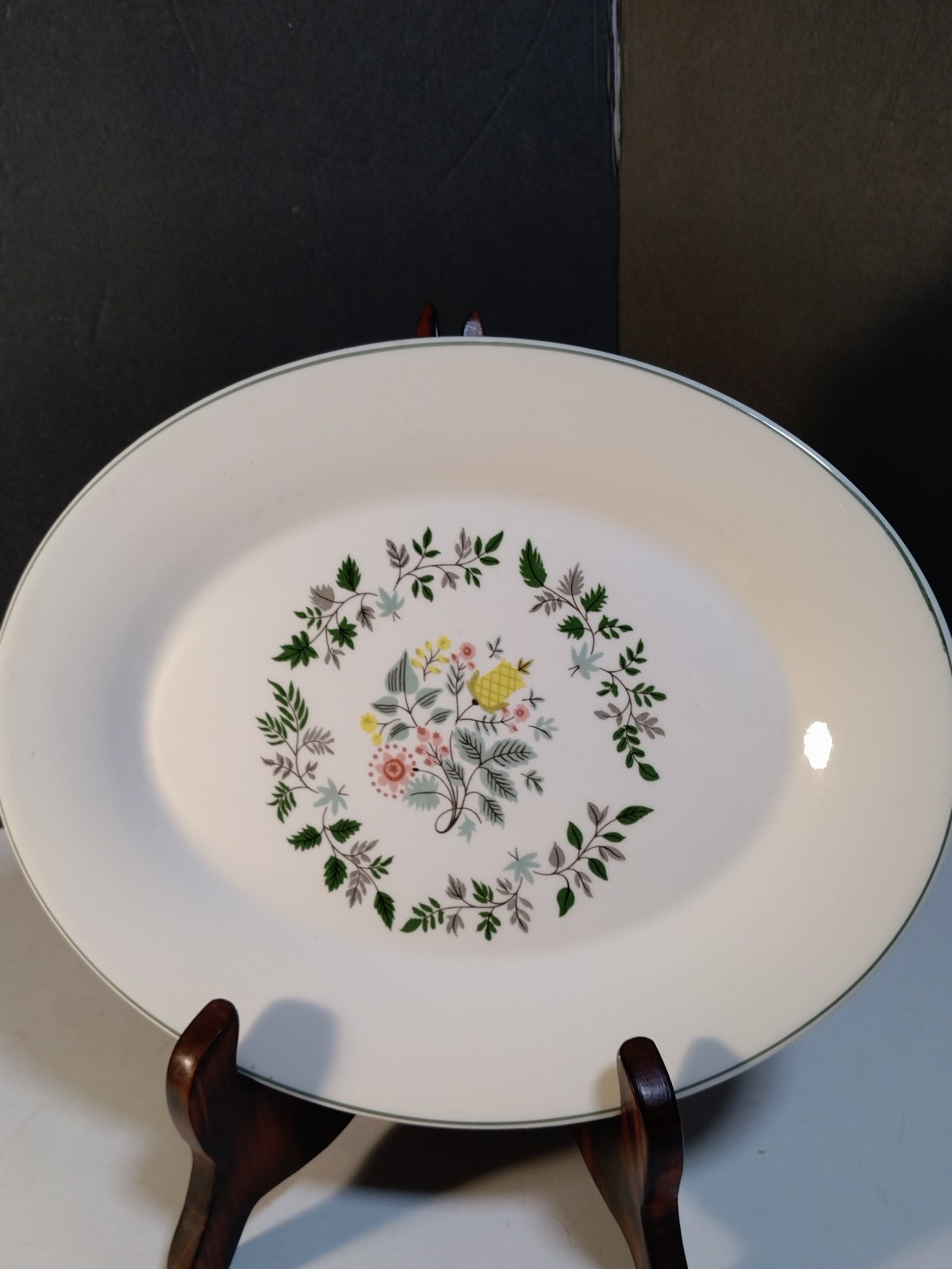 1960s Edwin Knowles 12 inch oval platter Summer Garden