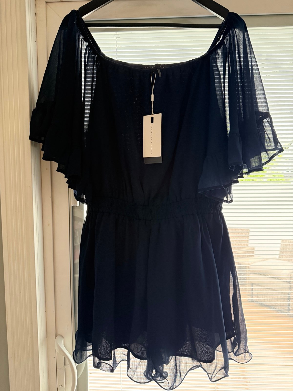 Womens Navy off the shoulder shorts romper