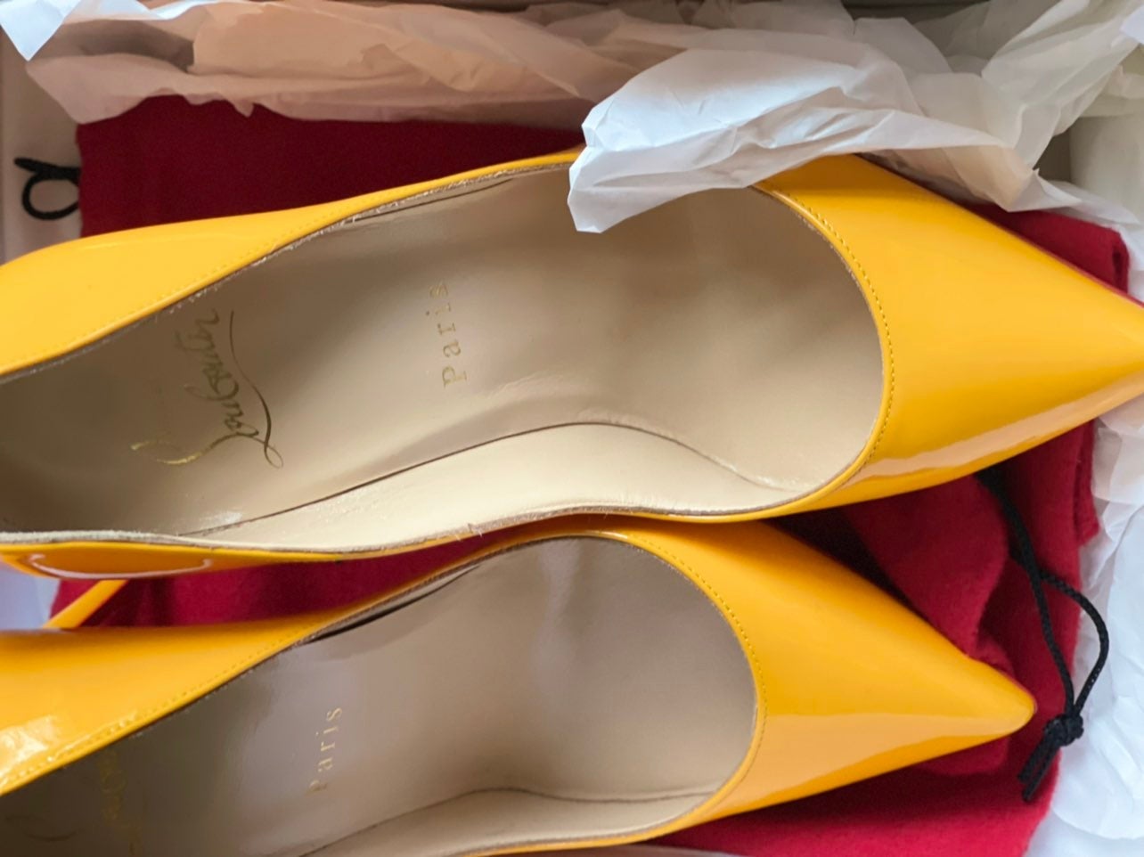Christian Louboutin Pigalle Follies Pumps with 100mm Heels yellow