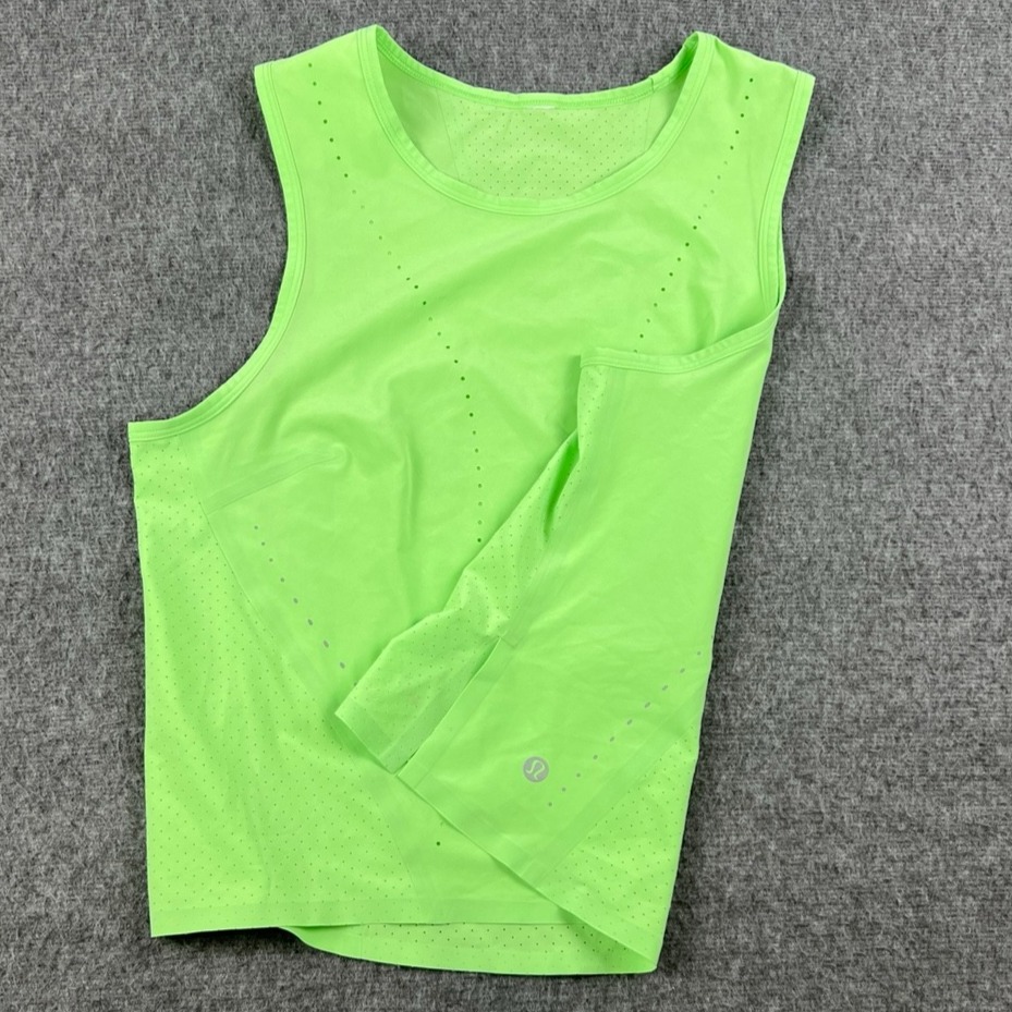 Lululemon Swift Ventilated Running Tank Top Scream Green Neon Womens Sz 8