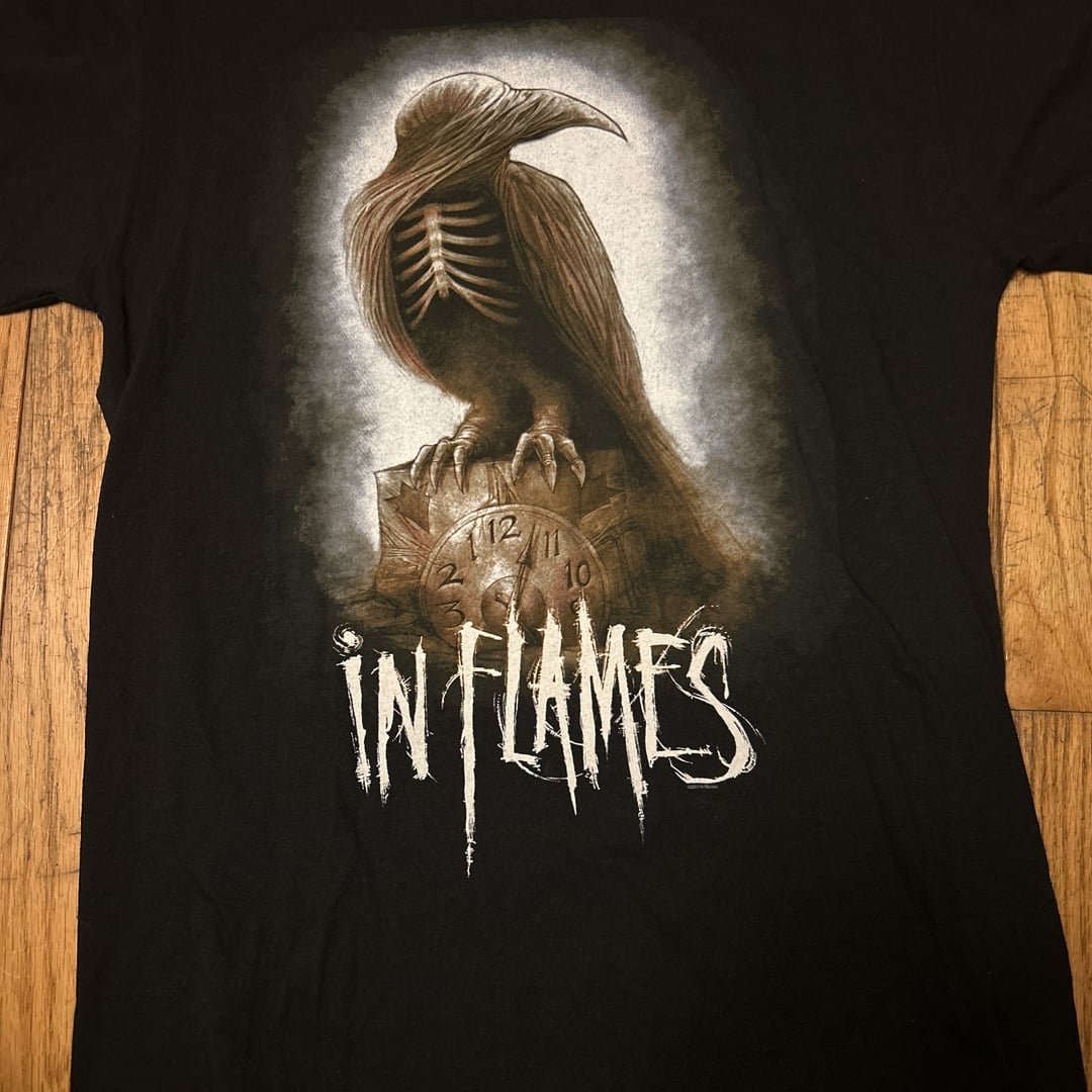 Vintage In Flames Tee Bony Bird Merch Bands T Shirt Big Logo Mens Size L