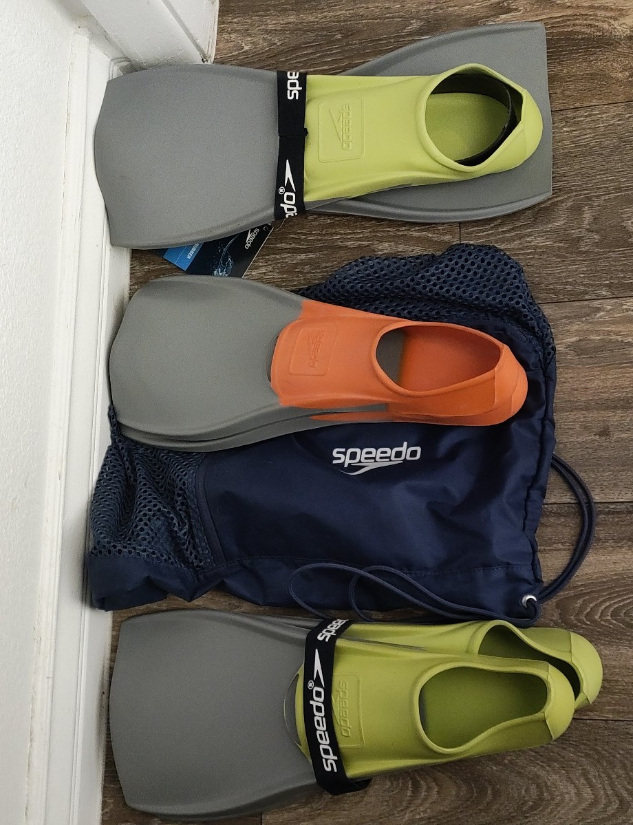 Lot of 3 Speedo Trialon Rubber Swim Fins Competitive 36-37