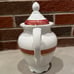 Vintage Pomerode by Leart 9” Teapot Coffee Pot Brazil red gold EUC Beautiful