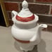 Vintage Pomerode by Leart 9” Teapot Coffee Pot Brazil red gold EUC Beautiful