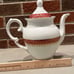 Vintage Pomerode by Leart 9” Teapot Coffee Pot Brazil red gold EUC Beautiful