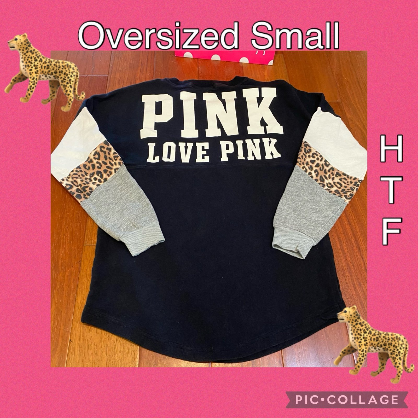 VS PINK Colorblock Cheetah Crew - Oversized Small - HTF